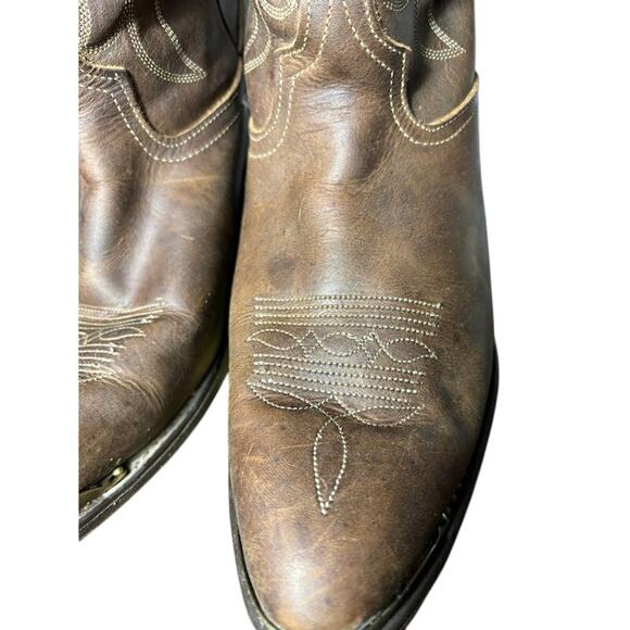 Santa Fe Boot Co Cowboy boots western brown leather women\'s sz 8 white stitching main image 10